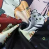 Şal dijital baskılı eşarp taklit karmaşık karikatür kedi yağlı boya modaya uygun püskül