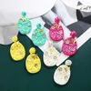Boucles d'oreilles pendantes colorées papillon scintillant Floral perles paillettes goutte oeuf de Pâques cadeau de vacances pour femmes filles