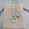 jewelry necklaces High Quality Women 14mm Square Gemstone Necklace designer Wholesale Gift Free fashion Shipping items diamond pendant LOO1