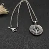 Luxus-Schmuck-Halsketten, Damen-Designer-Halskette, europäischer und amerikanischer Hip-Hop-Anhänger, Herren-Schmuck, Wellen-Kompass, Amulett, 925er Silber, schwarze Diamanten, F787