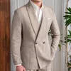 Garnitury męskie najwyższej jakości brytyjski projektant podwójnie piersi garnitur dwuczęściowy przyjęcie weselne Bankiet Mężczyźni Slim Costume Homme Mariage