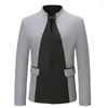 Costumes pour hommes Hommes Gris Noir Patchwork Blazers Élégant Britannique Mélange De Laine Costume Blazer Veste Hommes Travail Affaires Vestes Occasionnelles Terno Masculino