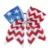 Acessórios de cabelo 7 polegadas Dia da Independência Americana Mulheres Grande Cheerleading Bowknot Strass Elásticos Meninas Moda
