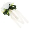 Flores decorativas frescas decorações de casamento cerimônia buquê artificial buquês românticos para noiva fita falso nupcial