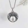 Pendant Necklaces Style Silver Color Double Side Elephant God Necklace Propitious Sweater Chain Lucky Jizi Long Life Lock Jewelry Gift