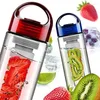 Butelki z wodą 50pcs BPA darmowa plastikowa butelka do infuseru z filtrem Picie Leakproof Camping Suring Shaker 700 ml