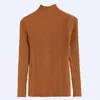 Kvinnors tröjor Spring Summer Women Turtleneck Ribbed Sticked Pull Thin tröja Top Femme Korean Long Sleeve Stretchable Pullover