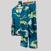 Pyjama imprimé de luxe en Satin pour femmes, vêtements de nuit, manches longues, vêtements de maison, costume d'été, vêtements de nuit décontractés