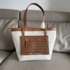 Bottegaas Large Lady Woven Canvas Leather Venetas Body 2023 Tote Calf Bag with Flipflap Capacity Tote Light Bags Handheld Underarm S1il