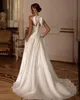 Modern 2024 A-Line Gelinlik Yular Boyun Yay Seksi İnciler Yan Saten Prenses Gelin Gelin Gowns Robe de Mariee Vestidos de Novia