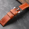 Watch Bands Orange 20 22 24MM Folded Without Sandwich Men's Thickened Leather Strap Vintage Style Bracelet