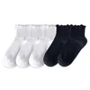 Femmes chaussettes 5 paires noir blanc décontracté mode froufrous à volants court Tube goutte