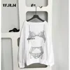 T-shirt da donna 2023 Autunno Inverno Sexy Casual Bikini Stampa T-shirt a maniche lunghe Moda Dolce Clubwear Stile Loose Fit Tees Tops