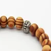 Całkowite nowe produkty przylotowe 8 mm Antique Srebrny Buddha Bracelet z koralikami z ładnymi drewnianymi koralikami biżuterią2522
