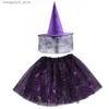 Themakostuum Volwassen Meisje Kinderen Heks Zwart Goud Spinnenweb Rok Hoed Verkleedfeestkleding Cosplay Vleermuismantel Fancy Halloween Kom Q240307