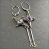 Boucles d'oreilles pendantes en pierre ronde verte violette, longues, Vintage, en métal Antique, Bijoux pour femmes, 2023