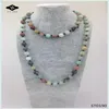 ST0190 32 inches Long Necklace Knotted Stone Amazonite Jasper Unakite Semi Precious Stone Necklace for women2820