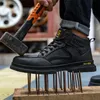 Chaussures de sécurité Dernières bottes en cuir imperméables pour hommes avec embout en acier chaussures de travail de sécurité Anti-écrasement bottes de soudage de Construction indestructibles 231009