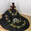 Mexikanische schwarze Sonnenblumen Quinceanera Kleider 2024 Prinzessin Ballkleid Emboridery Geburtstagskleid Vestidos De Xv Anos 15 Charro Vestidos 16 Debutantes Masquerade