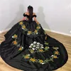 Mexican Black Sunflowers Quinceanera Dresses 2024 Princess Ball Gown Emboridery Birthday Dress Vestidos De Xv Anos 15 Charro Vestidos 16 Debutantes Masquerade