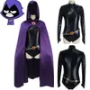 Anime Cuervo Cosplay Disfraz Teen Titans Cosplay Capa Cinturón Cuervo Monos Zentai Conjunto completo Halloween Carnaval Disfraces para mujerescosplay