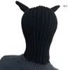 Berets Horn Devil Hat Women Halloween dzianin Balaclava Picture Rekwizyty Y2K-dziewczyna z szydełkowanym aniołem