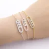 ICFTZWE Roestvrij Stalen Armbanden Femme Pulseira Charms 1 3 Kraal CZ Geometrische Bar Armbanden Voor Vrouwen Hand Chain Goud Bileklik252e