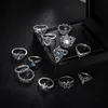 13PCS Ustaw srebrne pierścienie opalowe OPAL Naturalny kamień kamieni na ślub Prezent zaręczynowy dla kobiet248d