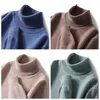 Men's Sweaters High Collar Cashmere Knit Long Sleeve Polo Warm Sweater Classic Solid Color Large Casual Pure Wool Underlay