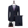 Ternos masculinos 2023 est estilo britânico traje masculino 2-pcs terno fino ajuste formal smoking para casamento baile padrinhos preto azul blazer calças