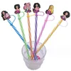 cartoon fashion girl straws cap pvc drink accessories straws toppers cover dust plug party decoration straws Protection