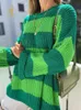 Женские свитера, осенне-зимний свитер, модный пуловер в полоску с длинным рукавом, повседневный свободный шаровар, корейская женская толстовка 231009