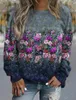 Kvinnors hoodies 2023 vinter damer vardagliga elegans pullover höst vintage överdimensionerade toppar t-shirt rund hals lösa långärmad