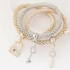 Chiave Medaglione Ciondolo Bracciali con ciondoli Braccialetti Donna Strati Bracciali color oro per donna Punk Pulseras Gioielli Regali Catena a maglia258W