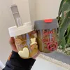 Water Bottles 300ml Plastic Bottle With Straw Cute 3D Sticker Portable Outdoor Household Sports Tea Cup For Girls And Kids