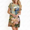 Robes décontractées Summer Ladies Robe Parrot Bird 3D Imprimé Lady Style Tendance de la mode de haute qualité