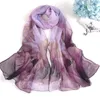 Foulards de plage longs en mousseline de soie imprimé fleur de Lotus pour femmes, vente en gros, Yiwu automne hiver