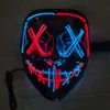 LED Light Up Mask for Halloween Festival Party 2 قناع ألوان مع 3 أوضاع خفيفة Halloween Purge Mask