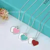 Tiff Necklace Designer luxury fashion jewelry Classic Double Love Enamel Pendant Tricolor Heart Shaped Pedigree Necklace Collar Chain jewelry accessory