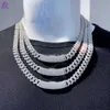 Alta qualidade hip hop jóias cubana link chain 925 prata 10mm 12mm gelado vvs moissanite diamante moda cubana colares