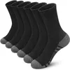 Men's Socks 6 Pairs Men Long Sport Compression Breathable Basketball Cushion Running White/Black Plus Size 38-46