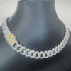 marka moda kobieta 12 mm dwa rzędu 925 Sterling Srebrny biały złote biżuteria biżuteria Tester Diamentowy Tester Zakręcony Hip Hop VVS1 MOSSANITE Cuban Link Sain