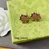 Fashion Vintage Women Stud Earrings Designers Colored Masonry Brass Gold High Quality Men Fashion Earring Jewelry Wedding Gifts