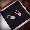 designer earrings for women Charm jewelry Heart shaped pink diamond decoration ear pendants Including box Holiday gifts