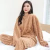 Vêtements de nuit pour femmes Automne Hiver Twist Texture Polaire Pyjama Ensembles Femmes Pyjamas Flanelle Loung Fille Pijama Nuit Costumes Homewear Loungewear