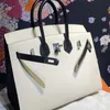 Designer en cuir authentique en cuir BK Platinum sac à main 25cmso couture extérieure Epsom Epsom Portable Portable's Bag Color Matching Matching