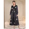 Ethnische Kleidung Frauen Herbst Wimter Langarm Floral Maxi Kleider Für Muslimische Dubai Kaftan Abaya Islamische Arabische Robe Türkei Vestidos