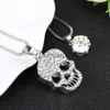 Pendant Necklaces WEVENI Statement Punk Skull Necklace Rhinestone Chain Pendant Collar Halloween Jewelry Gift For Women Fashion Girl Accessories x1009