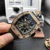 Роскошные швейцарские часы Richas Miers ZF Factory Tourbillon с автоматическим механизмом и датой для бизнеса и отдыха Milles Rm030 Machinery Gold Full Diamond Case Tape