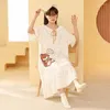 Damennachtwäsche 2023 Sommer Plus Größe Kurzarm Baumwolle Nachthemden für Frauen Koreanische süße Cartoon Nachthemd Nachtkleid Home Nighty